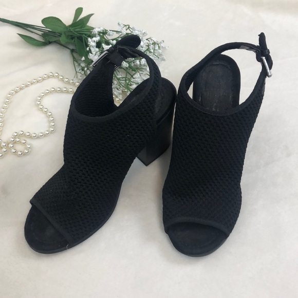 3/$20 | textured fabric peep toe sling back heels - Picture 3 of 5